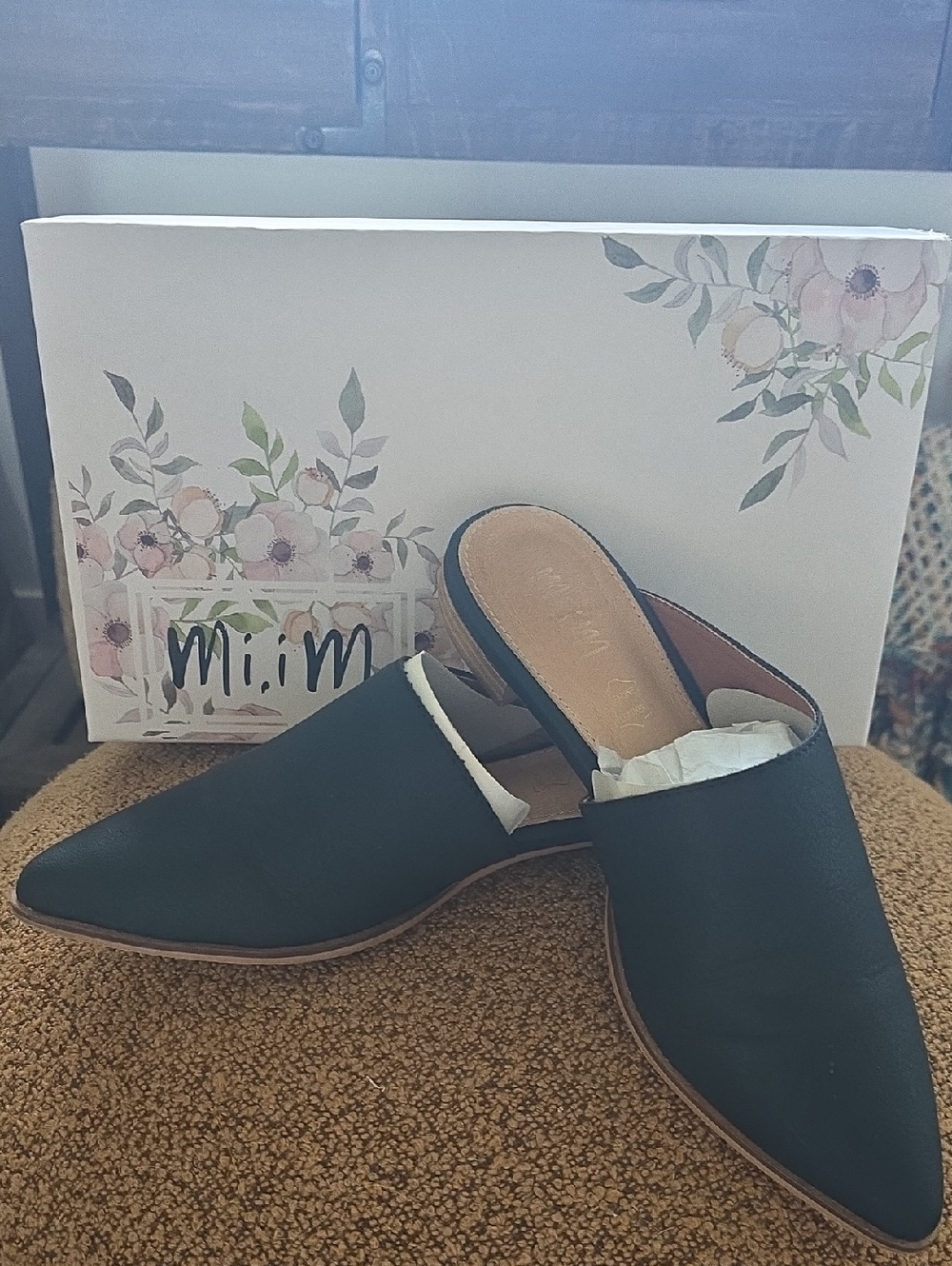 Mimi Black Pointed-Toe Slip-On Mules